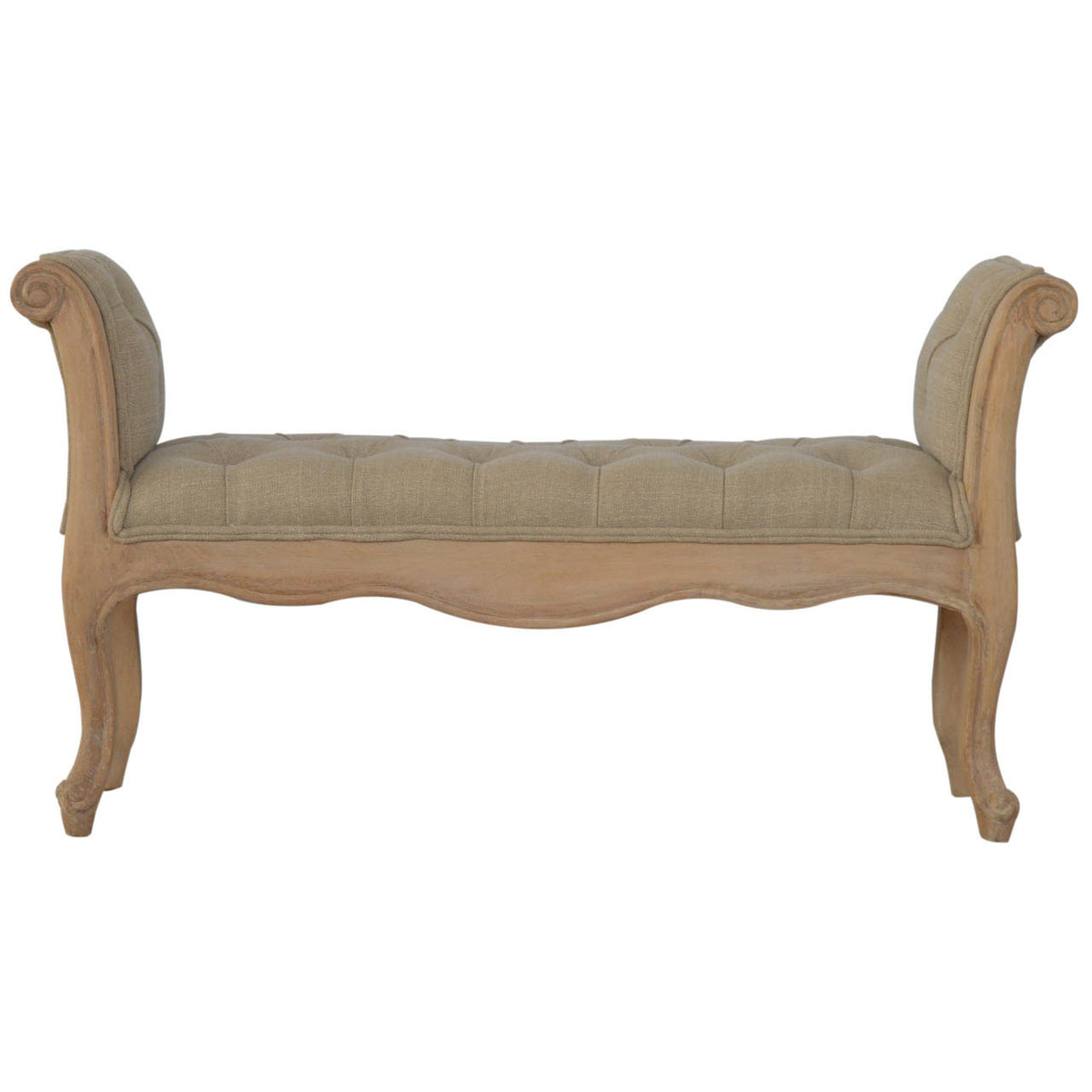 Carved French Style Mud Linen Bench