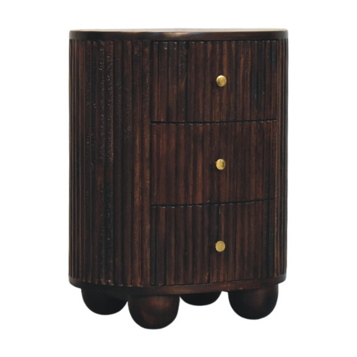Curved Fluted 3-Drawer Bedside
