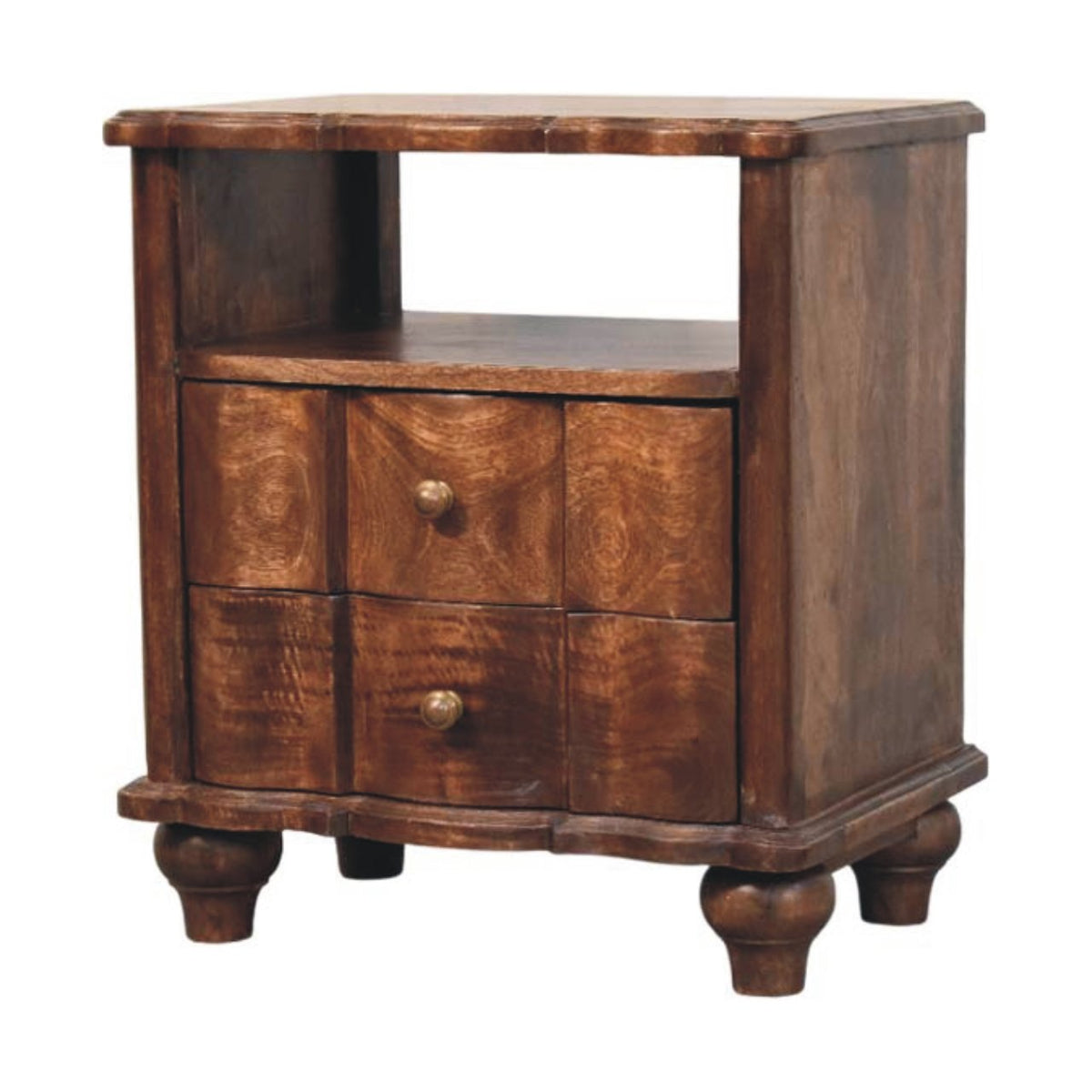 2-Drawer Bedside with Open Shelf