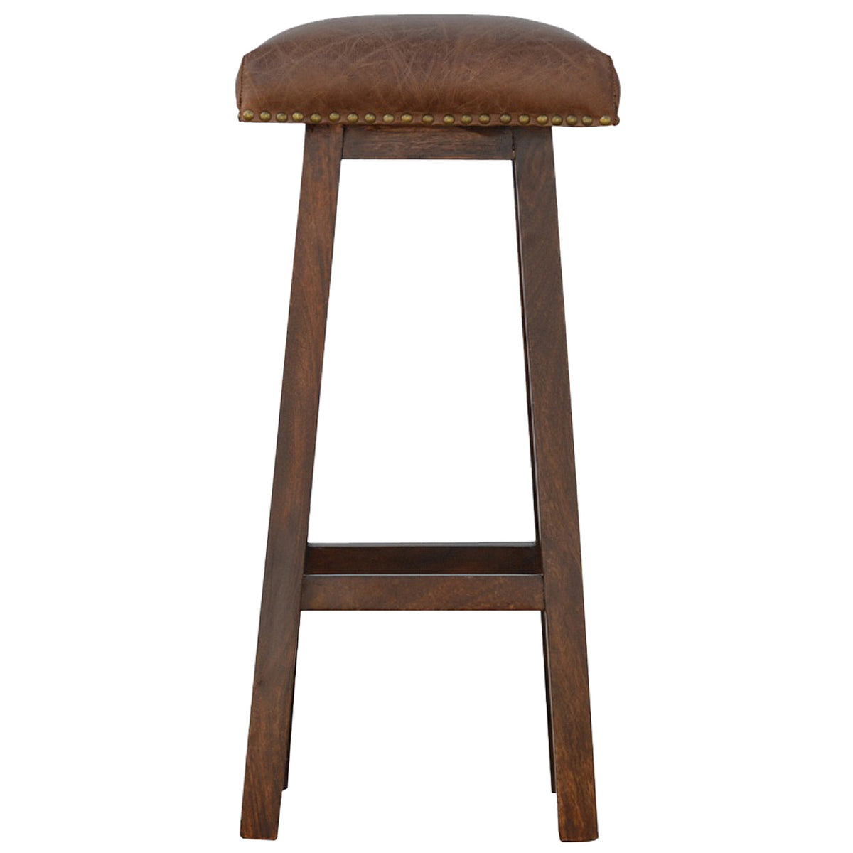 Buffalo Brass Leather Bar Stool